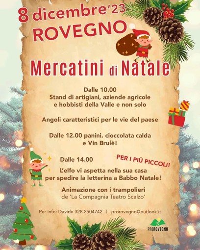 A Rovegno torna il mercatino di Natale