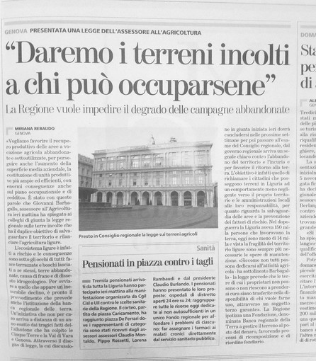 Regione Liguria: daremo i terreni incolti a chi può occuparsene