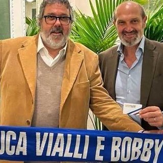 Marco Lanna riceve la tessera onoraria del Sampdoria Club Luca Vialli e Bobby Gol