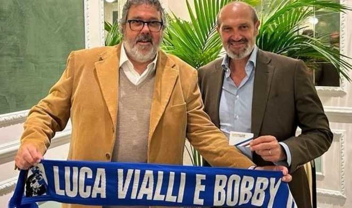 Marco Lanna riceve la tessera onoraria del Sampdoria Club Luca Vialli e Bobby Gol