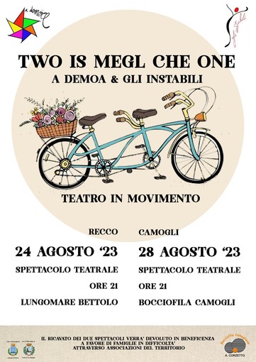 &quot;Two is megl che one&quot;, il 24 agosto a Recco il teatro arriva sul lungomare