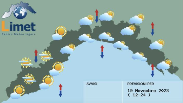 Meteo, molte nubi e isolate pioviggini sul Levante