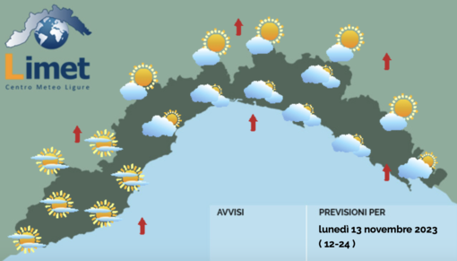 Meteo, molte nubi sulla Liguria ma senza precipitazioni