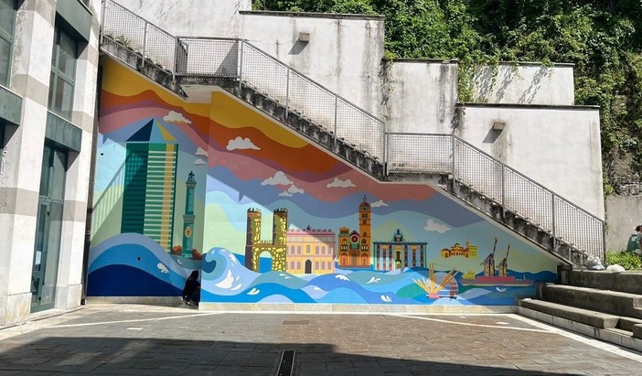 Un grande murale con le bellezze di Genova: il progetto realizzato dell’Istituto Comprensivo Sestri