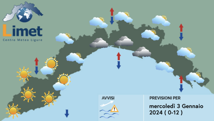 Meteo, mattinata con nubi sparse sul centro e sul levante ligure