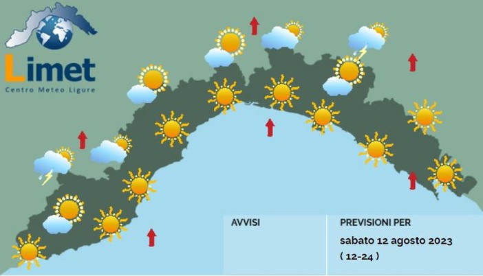 Meteo: temperature in aumento e qualche temporale estivo nell'entroterra