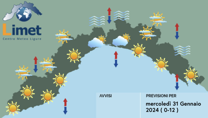 Meteo, sulla Liguria cielo sereno ma in serata arrivano le nuvole