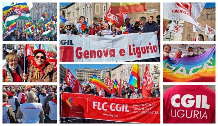 Guerra in Ucraina, la Cgil Liguria in piazza a Roma per la manifestazione 'Europe for peace' (Foto)