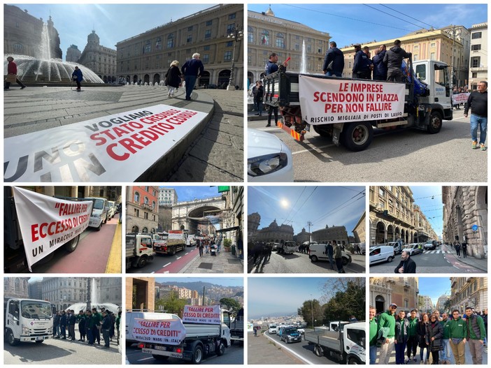 &quot;O sbloccano i fondi o protesteremo a oltranza&quot; gli edili in corteo paralizzano la città con 500 camion (foto e video)