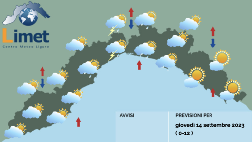 Meteo, possibili piogge al centro della Liguria. Nel pomeriggio ampie schiarite