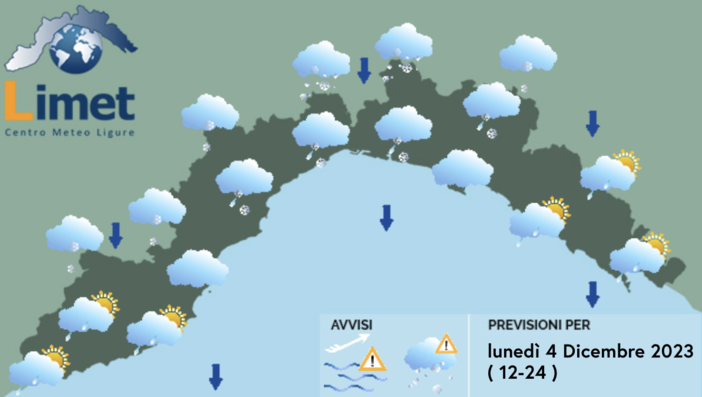 Meteo, arriva la neve tra Genova e Savona nell'entroterra: alle 14 scatta l'allerta gialla