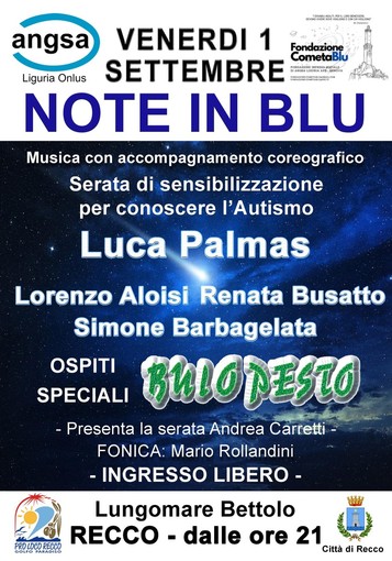 A Recco va in scena &quot;Note in Blu&quot;, uno spettacolo per sensibilizzare sull'autismo