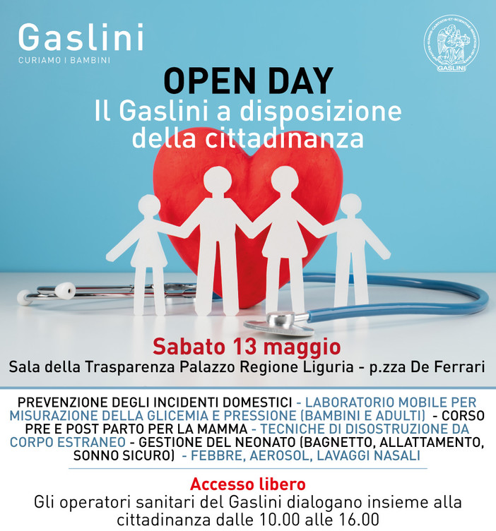 L’Ospedale Gaslini a disposizione delle famiglie con un open day in piazza De Ferrari