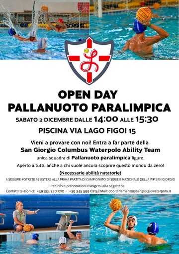 Pallanuoto Paralimpica, sabato l'open day alla piscina in via Lago Figoi