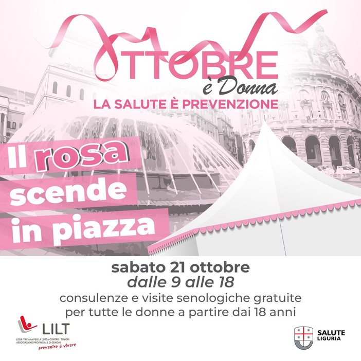 La prevenzione 'in rosa' scende in piazza: sabato 21 ottobre visite gratuite a De Ferrari