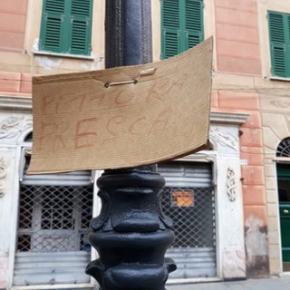 Camogli: pali della luce ridipinti, per ora solo a metà