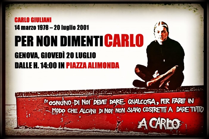 'Per non dimentiCarlo', dalle 14.30 in piazza Alimonda musica e parole per ricordare Carlo Giuliani