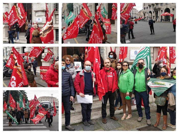 &quot;Stipendi da 600 euro ridotti della metà&quot; scatta la protesta degli addetti alle pulizie dell'Agenzia delle Entrate (Foto e Video)