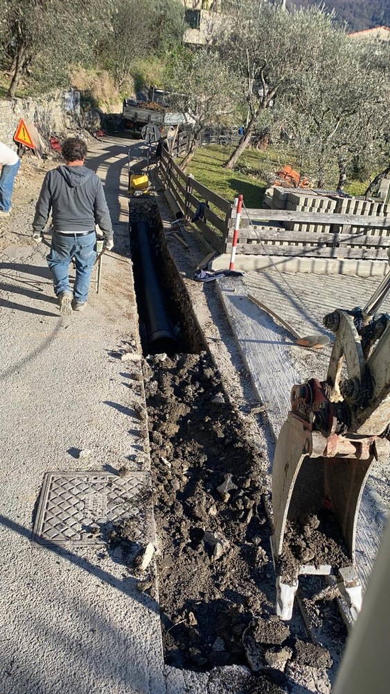 Recco: procedono i lavori per la canalizzazione delle acque meteoriche, aperto il cantiere in via Faveto