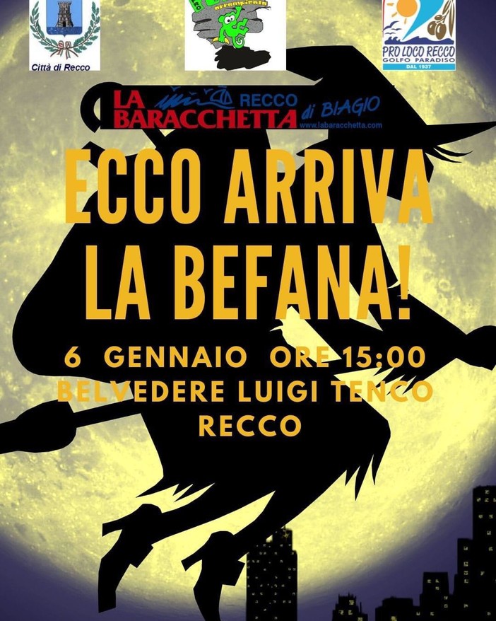 Recco, arriva la Befana sul belvedere