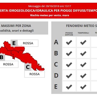 Allerta rossa: le disposizioni del Coc per lunedì 29 ottobre