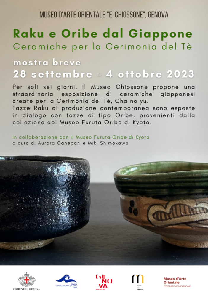 Raku e Oribe dal Giappone. Ceramiche per la Cerimonia del Tè, giovedì l'inaugurazione della mostra al Museo Chiossone