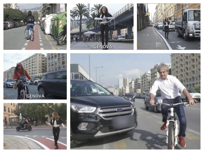 Striscia la Notizia boccia le piste ciclabili di Genova: &quot;Un vademecum di come non vanno fatte&quot; (FOTO e VIDEO)