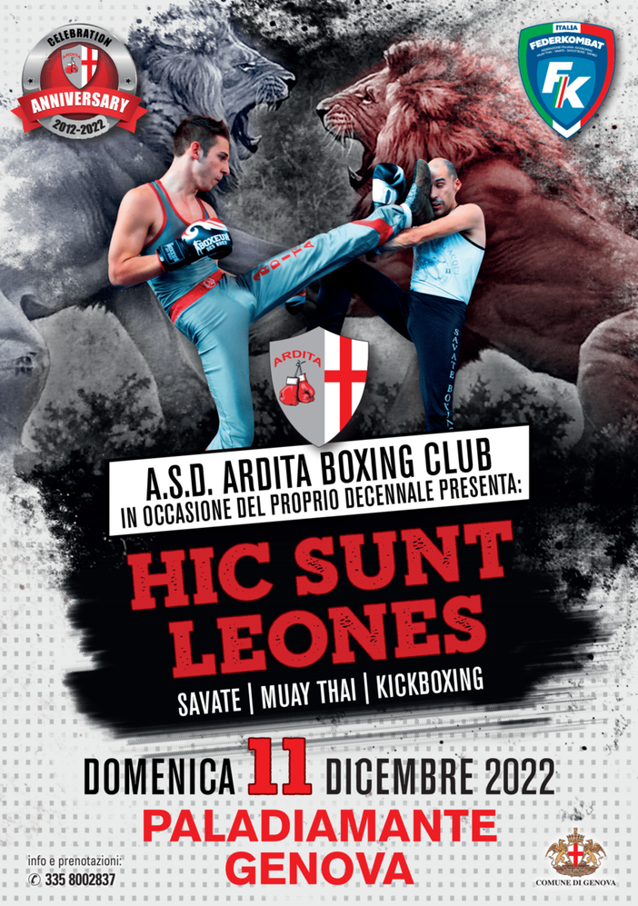 “Hic Sunt Leones” domenica al Paladiamante per i festeggiamenti del decennale Ardita Savate Boxing Club