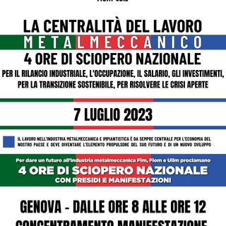 Sciopero dei metalmeccanici, domani la manifestazione a Genova