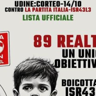 Allerta per partita Nazionale a Udine contro Israele, corteo comitato per Palestina